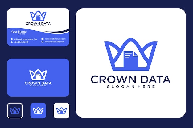 crown data logo design and business card