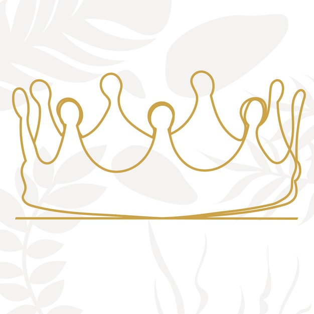 Crown drawing by one continuous line vector