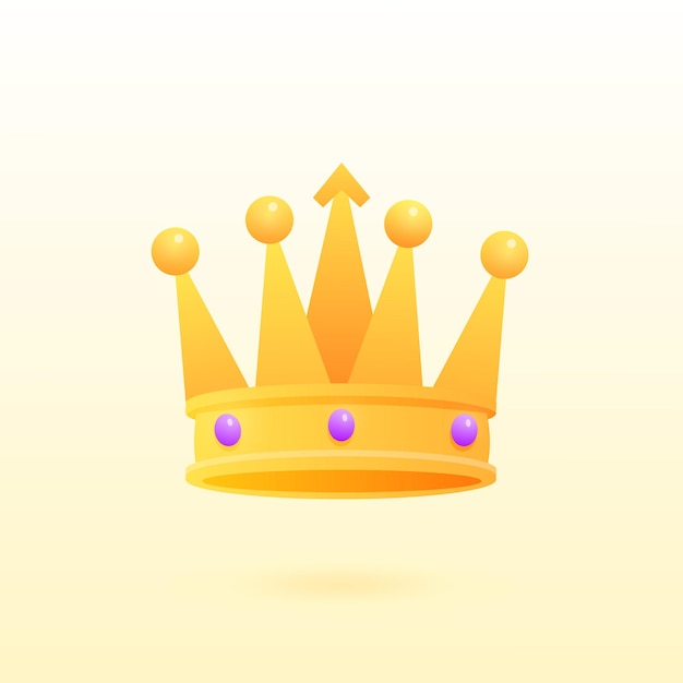 Crown golden game vector Award icon for leader or winner King or monarch queen or princess tiara prince headdress 3D Classic heraldic imperial sign Vintage or old jewelry monarchy theme EPS