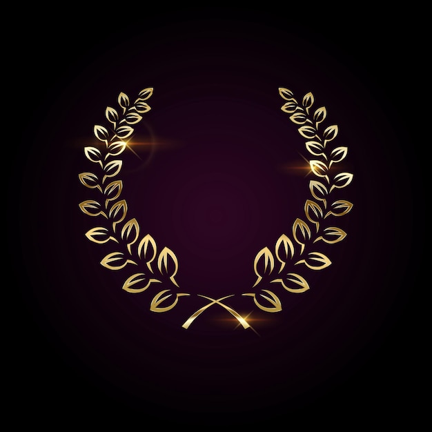 Crown of golden laurel leaves realistic vector illustration