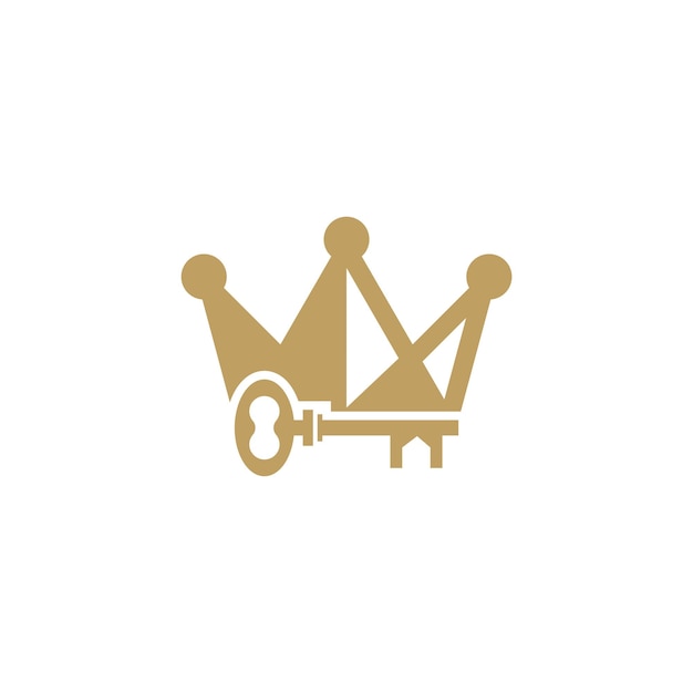 crown key logo luxury king house design vector