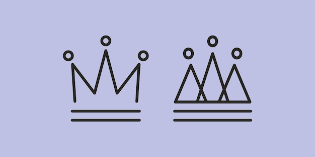 Vector crown king logo icon line art vector illustration minimalist design