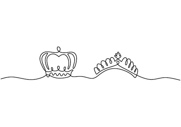 A crown of king and queen in continuous line drawing isolated on white background A crown symbol of majesty king and queen The concept of leadership power luxury wealth success