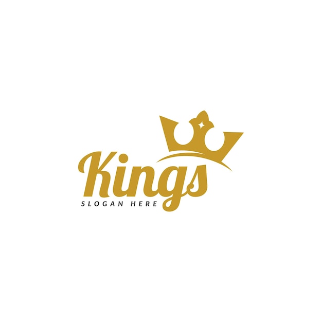 Crown and King typography vector template.