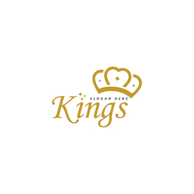 Crown and King typography vector template.