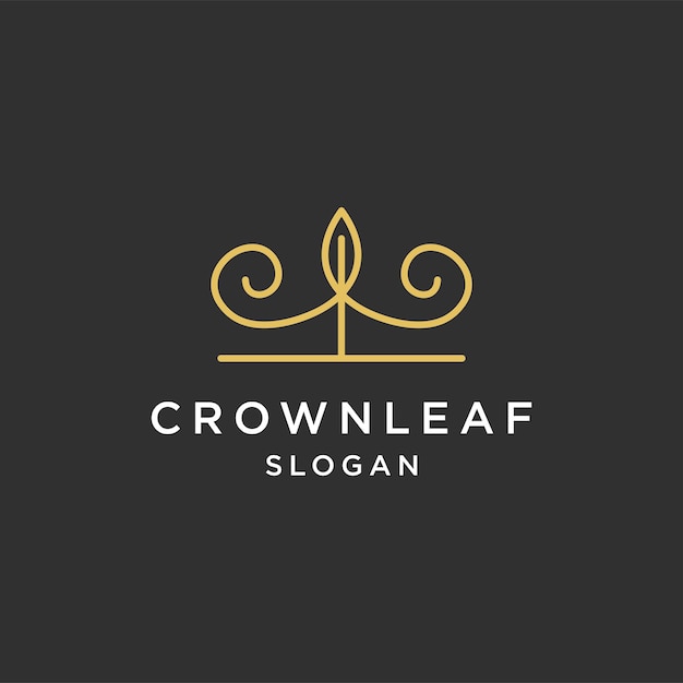 Crown leaf logo icon design template