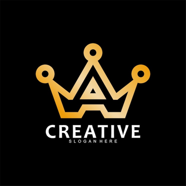 Crown and letter a logo template