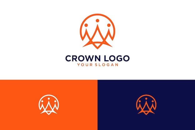 crown logo design with line art and king