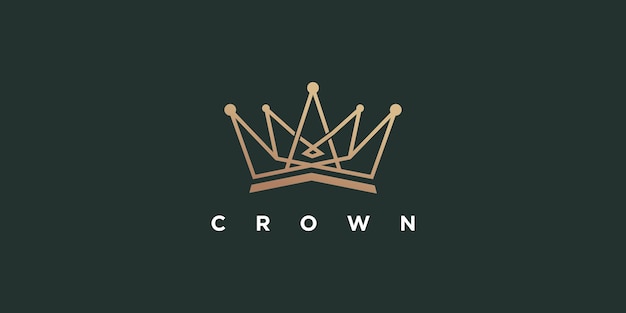 Crown logo design with modern line art style Premium Vector