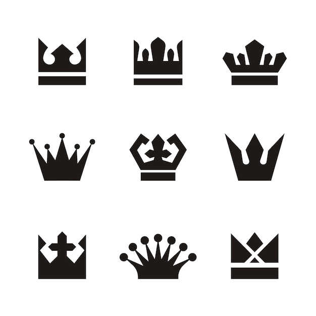 Crown logo set silhouette