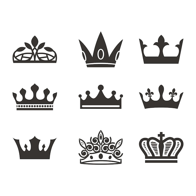 Crown logo set silhouette