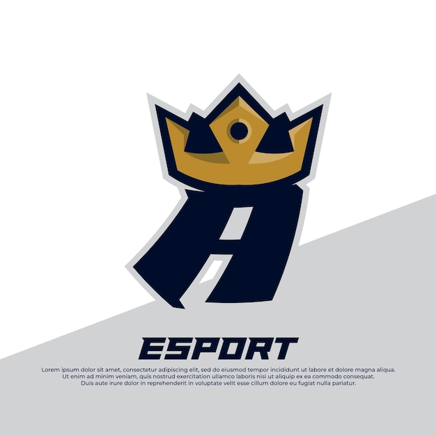 Crown logo with letter A design template gamer style isolated on white background king icon