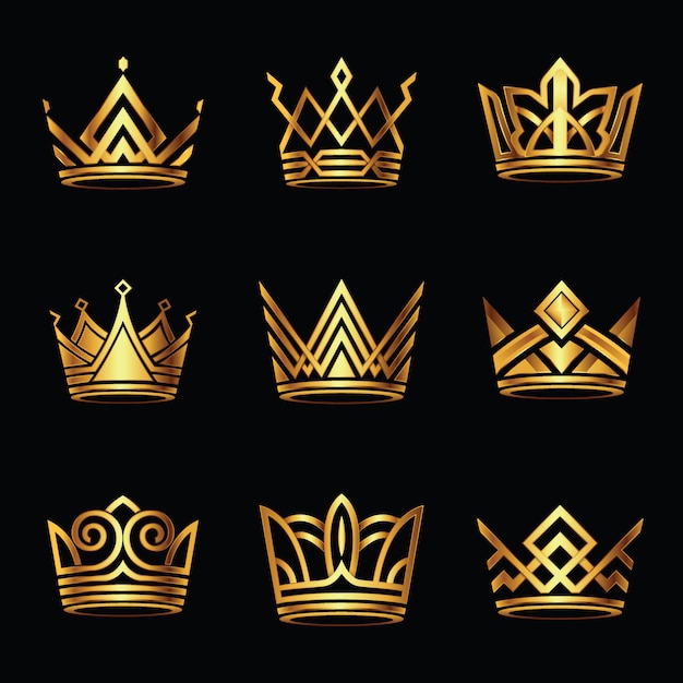 Crown modern gold vector set