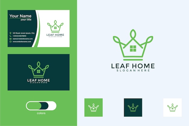 crown of nature with house logo design and business card