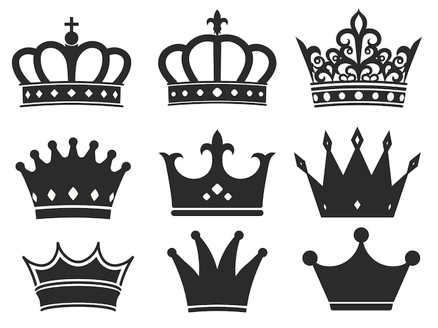 Crown silhouette icon collection illustration