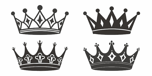 Crown silhouette set on white background