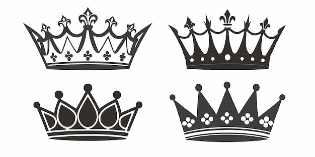 Crown silhouette set on white background