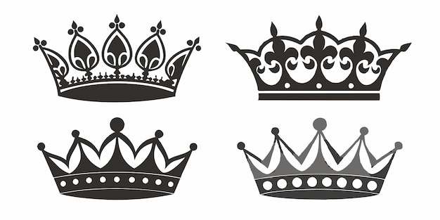 Crown silhouette set on white background