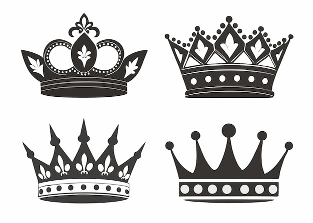 Crown silhouette set on white background