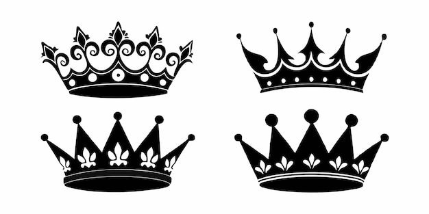 Crown silhouette set on white background