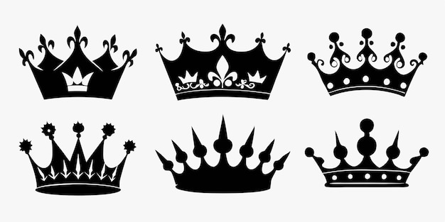 Vector crown silhouette set on white background