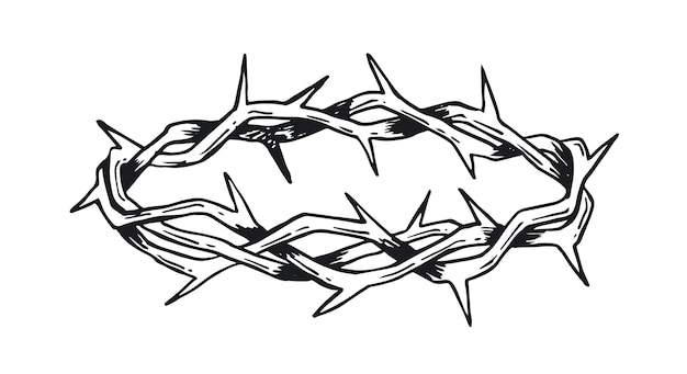 Crown of thorns hand drawn illustration on white background