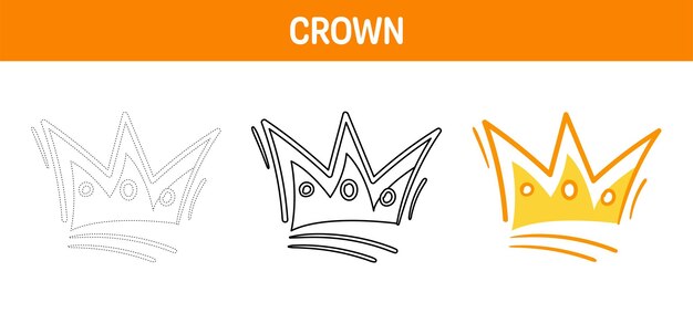 Crown tracing and coloring worksheet for kids