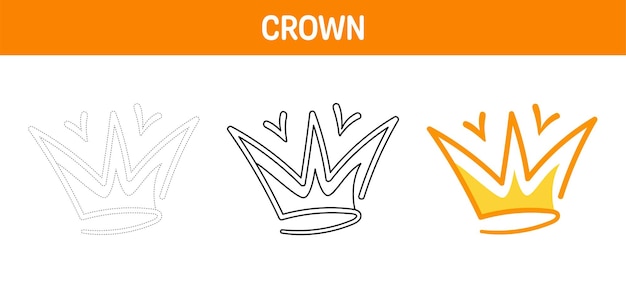 Crown tracing and coloring worksheet for kids