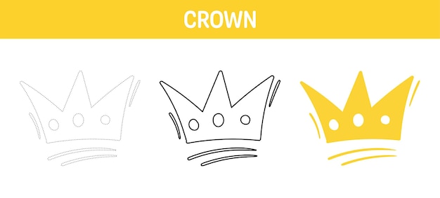 Crown tracing and coloring worksheet for kids