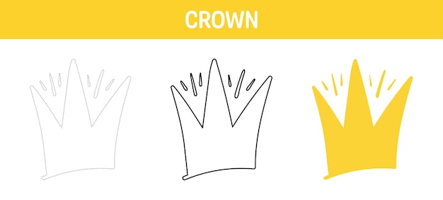 Crown tracing and coloring worksheet for kids