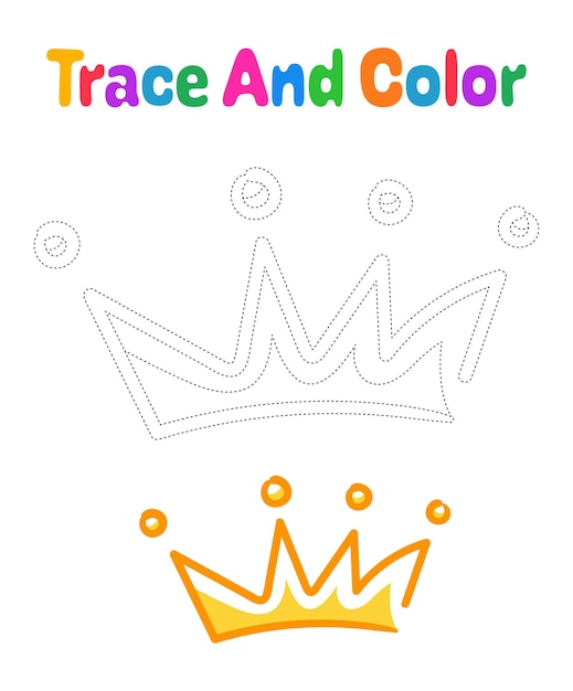 Crown tracing worksheet for kids