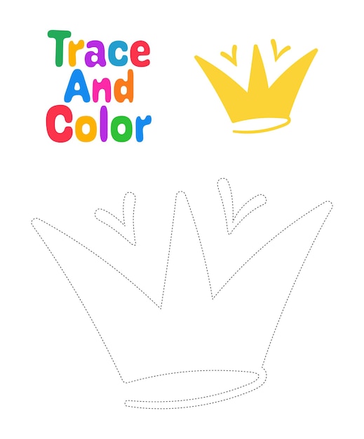 Crown tracing worksheet for kids