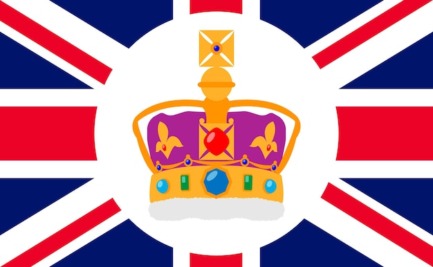 Crown and the Union Jack on background Poster Concept card banner background design