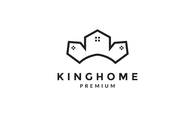 Crown with home estate logo symbol icon vector graphic design illustration