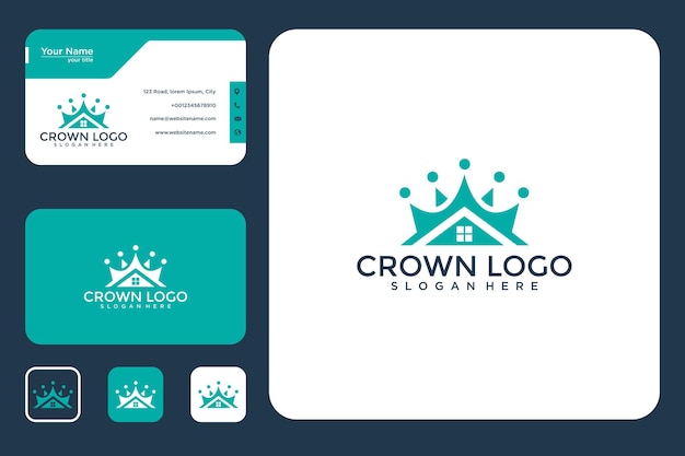 crown with home logo design and business card