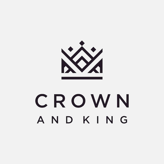 Crown with king logo design line art