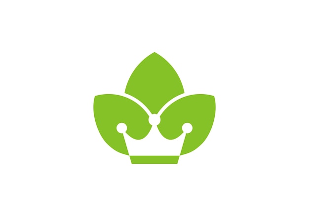 crown with leaf logo design simple creative icon vector