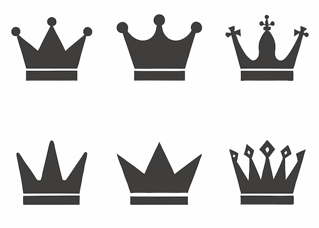 Vector crowns icon collection on white background