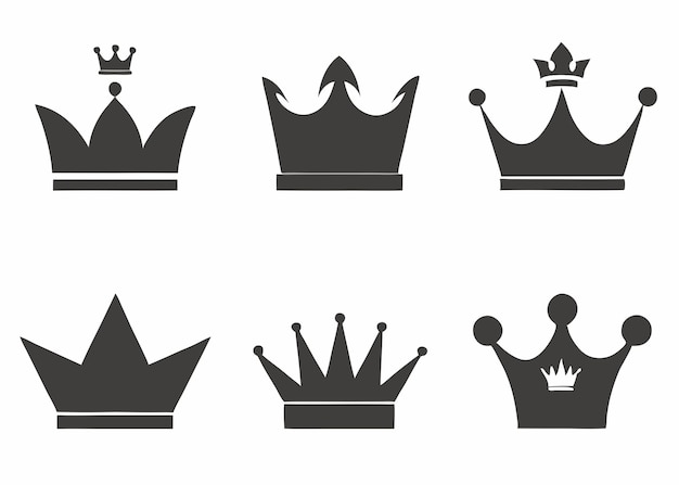 Vector crowns icon collection on white background