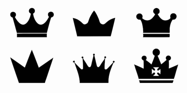 Vector crowns icon collection on white background