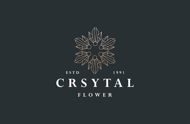 Crsytal flower logo icon design template vector illustration