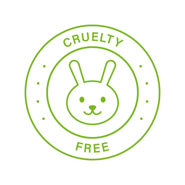 Cruelty Free Line Green Stamp No Tested on Animal Beauty Cosmetic Makeup Natural Product Outline