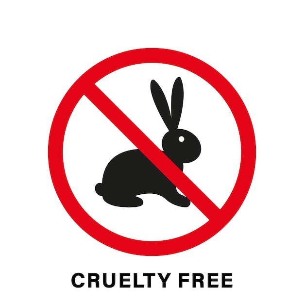 Cruelty Free Silhouette Icon with Stop Sign No Cruelty Cosmetic Product No Test on Hare Not Trial