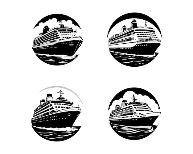 cruise black and white Silhouettes ai generated