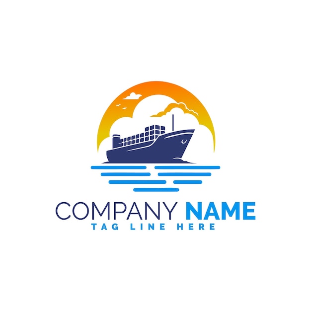 Cruise Ship Emblem Featuring Ocean Waves and Sunset for a Travel Company Logo