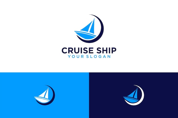 cruise ship logo design with transportation and sea