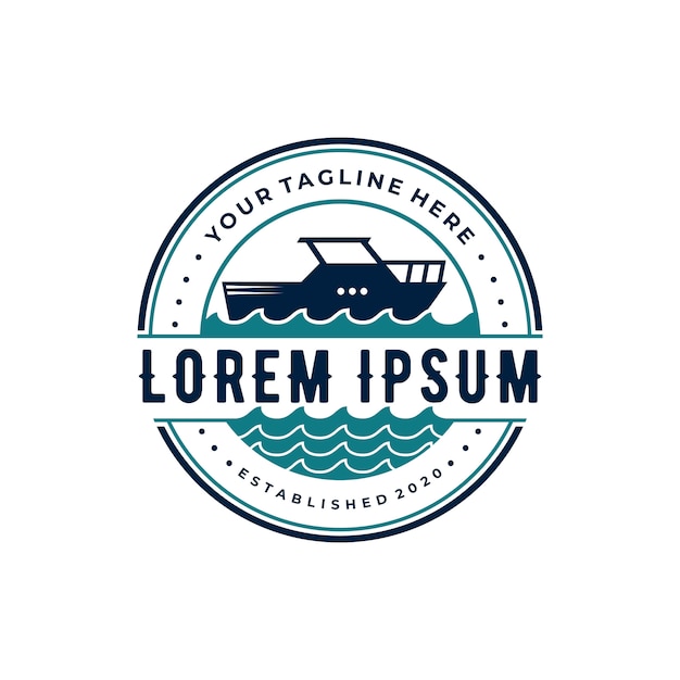 cruise ship vintage logo design