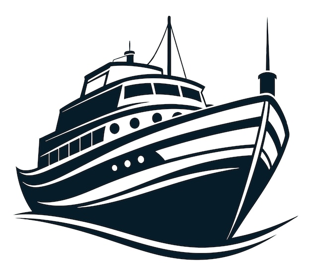 Cruise silhouette vector Boat silhouette