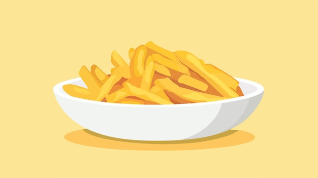 Crunchy French Fries on Plate in Flat Vector Style