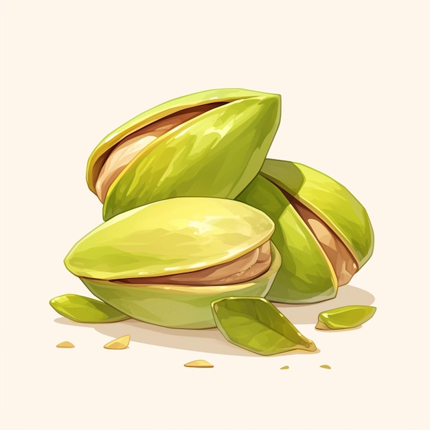 Crunchy Pistachio Nut Snack Cartoon Illustration